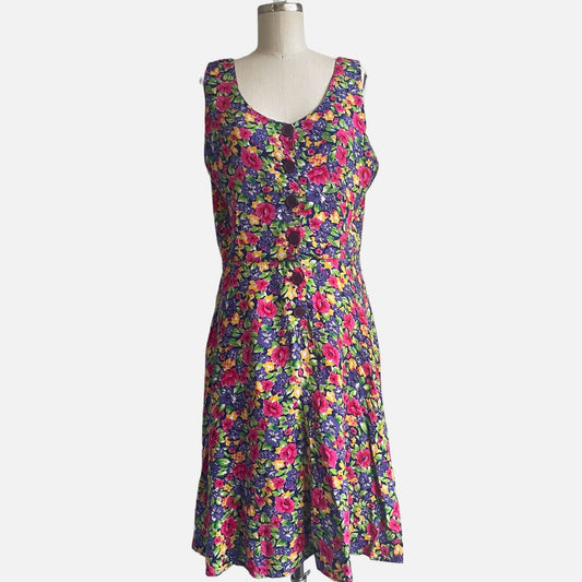 80s/90s Floral Button-Front Midi Sundress