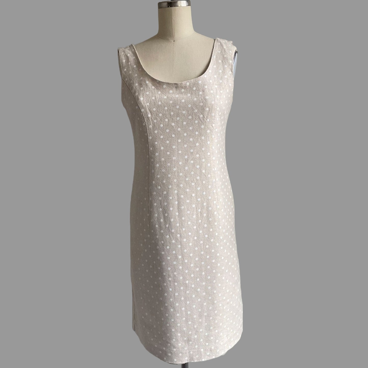 90s/Y2K Linen Polka Dot Sleeveless Mini Dress