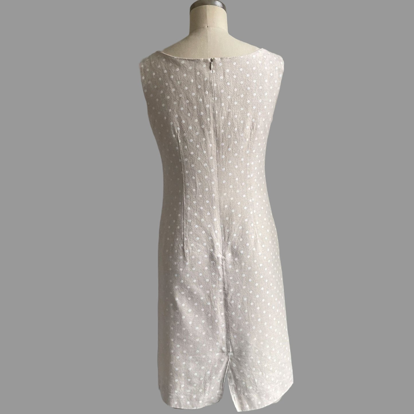 90s/Y2K Linen Polka Dot Sleeveless Mini Dress