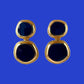 80s Gold Tone and Navy Statement Earrings