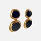 80s Gold Tone and Navy Statement Earrings