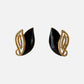 90s Trifari Gold Tone Filigree and Black Enamel Stud Earrings