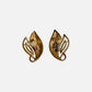 90s Trifari Gold Tone Filigree and Black Enamel Stud Earrings