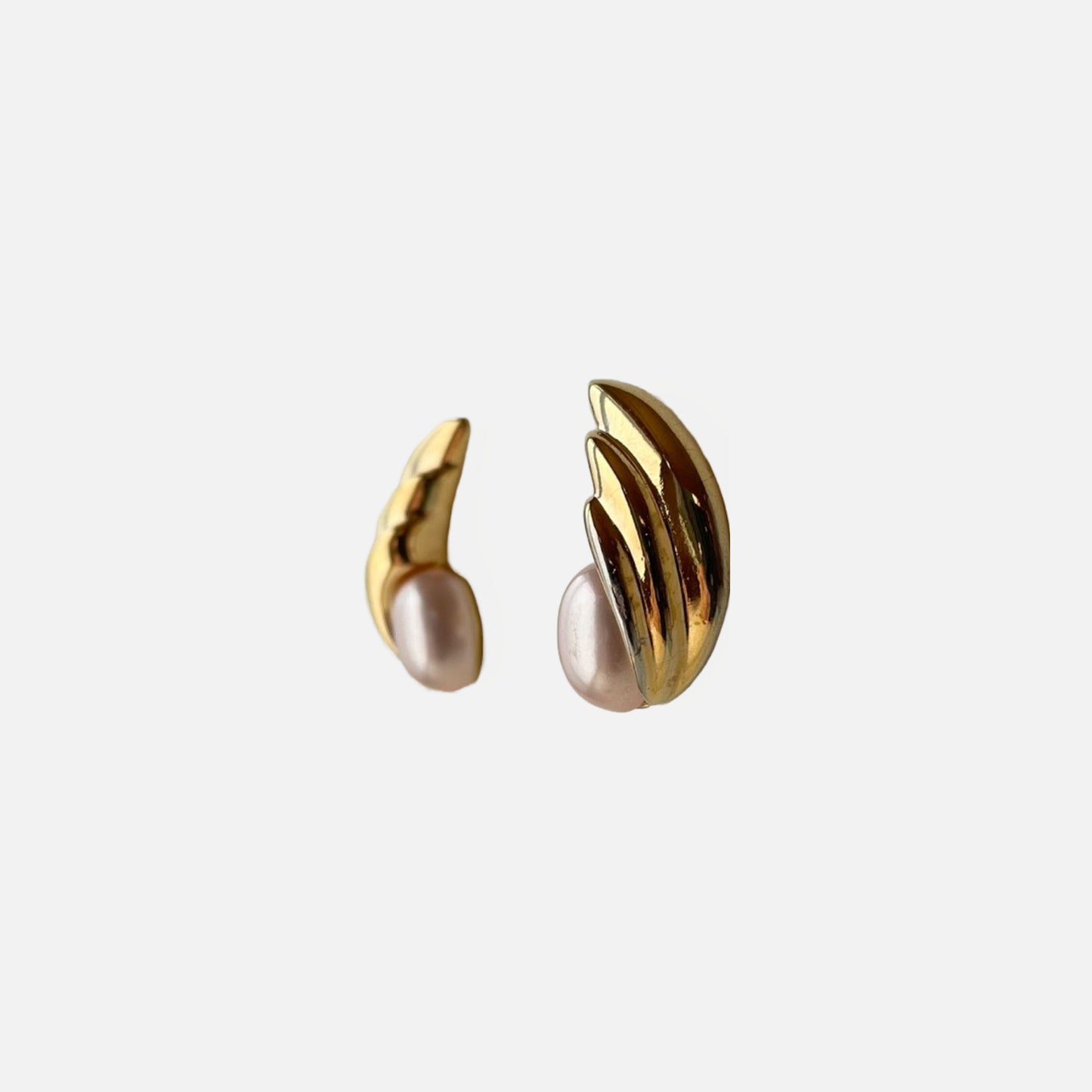 70s/80s Trifari Gold Tone and Faux Pearl Stud Earrings