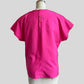 80s Fuchsia Pink Pleated  Short Sleeve Top
