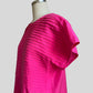 80s Fuchsia Pink Pleated  Short Sleeve Top