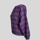 80s/90s Multi color Houndstooth Plaid Secretary Top